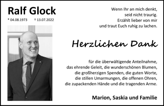 Traueranzeige von Ralf Glock von vrm-trauer AZ Mainz