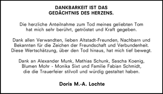 Traueranzeige von Tom  von vrm-trauer Hochheimer Zeitung
