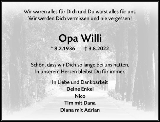 Traueranzeige von Willi  von vrm-trauer Groß-Gerauer Echo