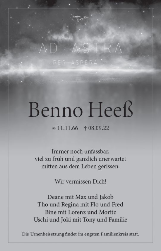 Traueranzeige von Benno Heeß von vrm-trauer Wormser Zeitung