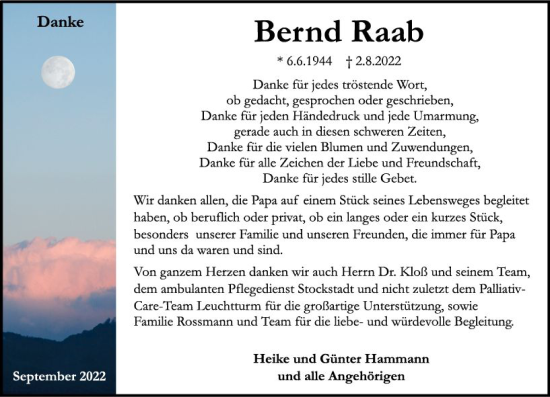 Traueranzeige von Bernd Raab von vrm-trauer Groß-Gerauer Echo