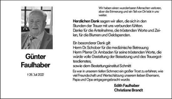 Traueranzeige von Günter Faulhaber von vrm-trauer Wormser Zeitung