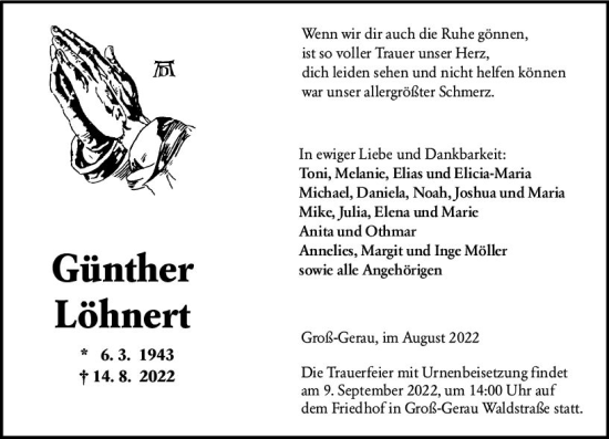 Traueranzeige von Günther Löhnert von vrm-trauer Groß-Gerauer Echo