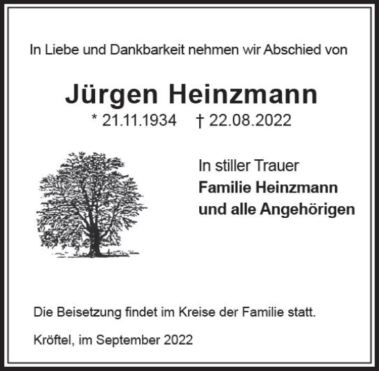Traueranzeige von Jürgen Heinzmann von vrm-trauer Idsteiner Zeitung