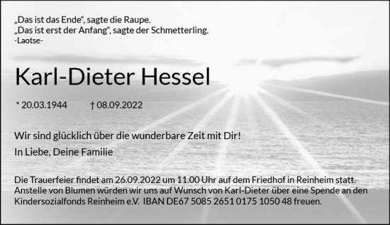 Traueranzeige von Karl-Dieter Hessel von vrm-trauer Darmstädter Echo