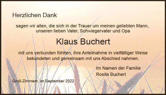 Traueranzeige von Klaus Buchert von vrm-trauer Darmstädter Echo