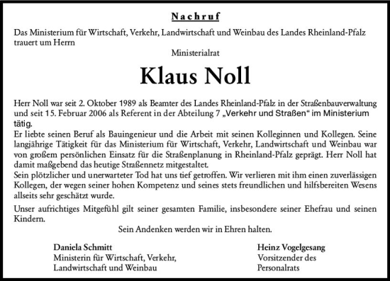 Traueranzeige von Klaus Noll von vrm-trauer AZ Mainz