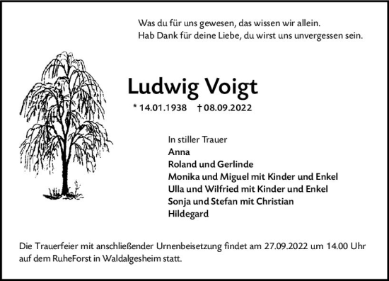 Traueranzeige von Ludwig Voigt von vrm-trauer AZ Mainz