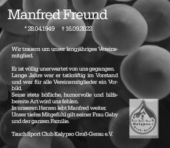 Traueranzeige von Manfred Freund von vrm-trauer Groß-Gerauer Echo