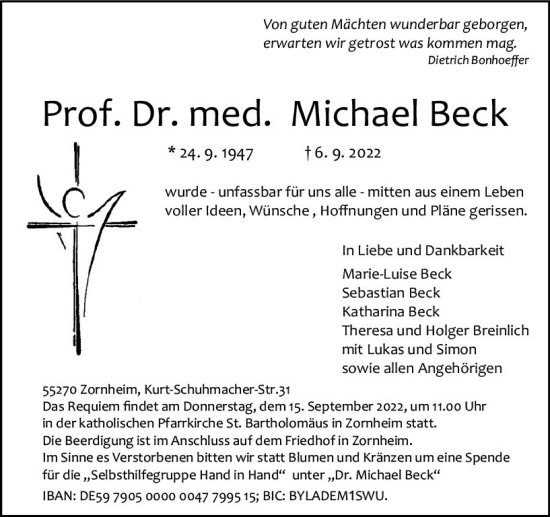 Traueranzeige von Michael Beck von vrm-trauer AZ Mainz
