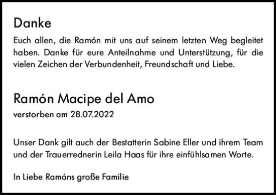 Traueranzeige von Ramon Macipe del Amo von vrm-trauer Darmstädter Echo
