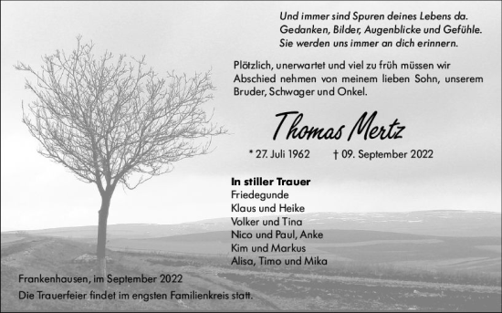 Traueranzeige von Thomas Mertz von vrm-trauer Darmstädter Echo