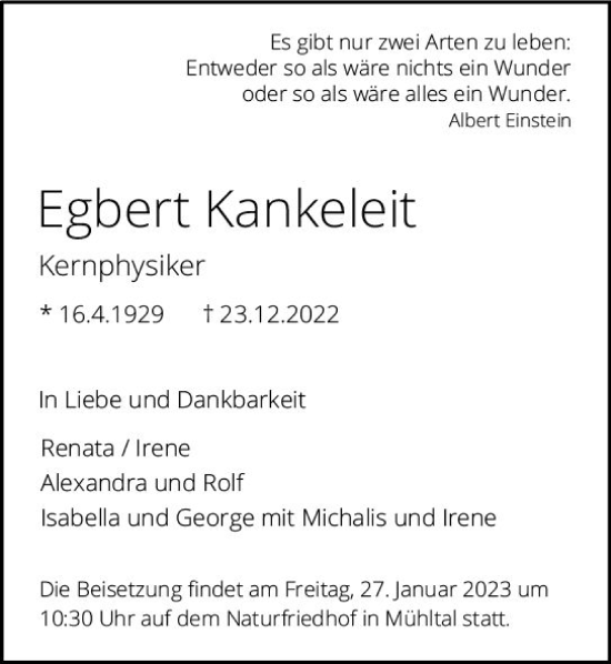 Traueranzeige von Renata und Egbert Kankeleit von vrm-trauer Darmstädter Echo