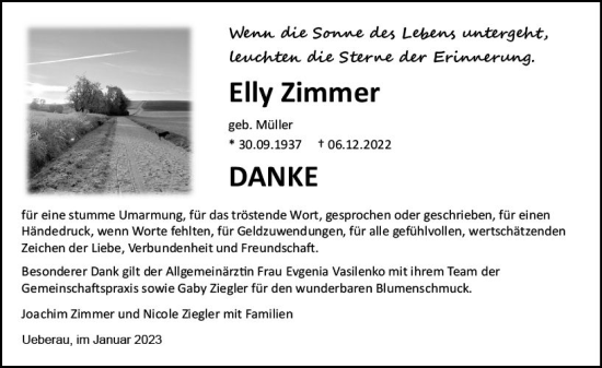 Traueranzeige von Elly Zimmer von vrm-trauer Darmstädter Echo