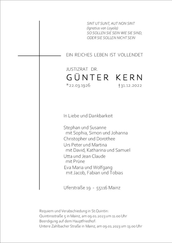 Traueranzeige von Günter Kern von vrm-trauer AZ Mainz