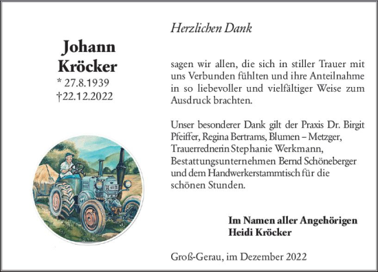 Traueranzeige von Johann Kröcker von vrm-trauer Groß-Gerauer Echo