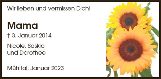 Traueranzeige von Mama  von vrm-trauer Darmstädter Echo