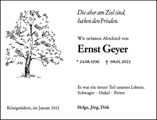 Traueranzeige von Ernst Geyer von Rüsselsheimer Echo