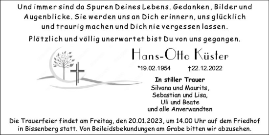 Traueranzeige von Hans-Otto Küster von Wetzlarer Neue Zeitung
