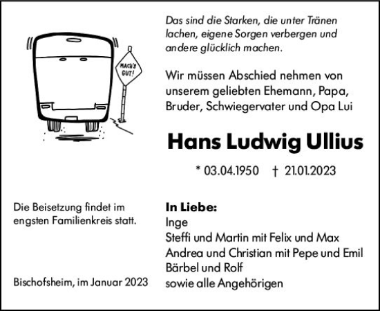 Traueranzeige von Hans Ludwig Ullius von Rüsselsheimer Echo