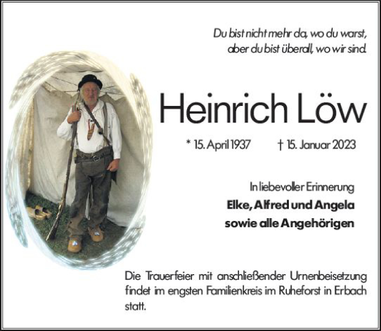 Traueranzeige von Heinrich Löw von Odenwälder Echo