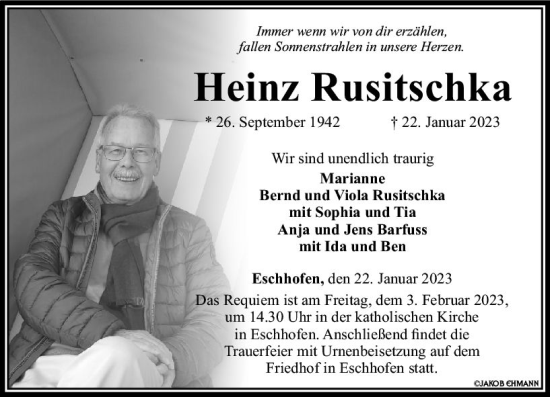 Traueranzeige von Heinz Rusitschka von Nassauische Neue Presse