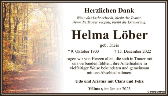 Traueranzeige von Helma Löber von Nassauische Neue Presse