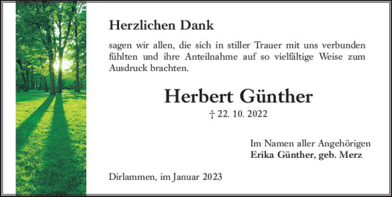 Traueranzeige von Herbert Günther von OK Oberhessen Kurier