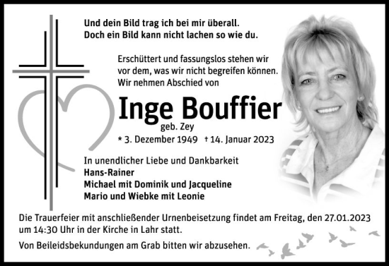 Traueranzeige von Inge Bouffier von Nassauische Neue Presse