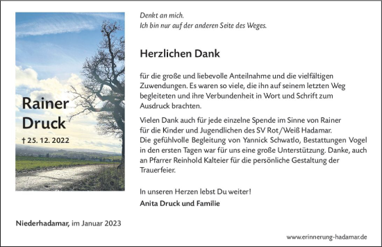 Traueranzeige von Rainer Druck von Nassauische Neue Presse