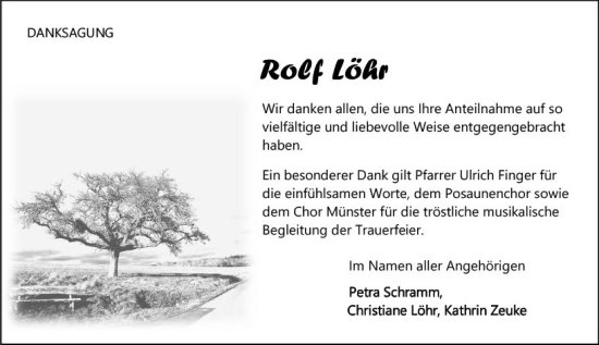 Traueranzeige von Rolf Löhr von Nassauische Neue Presse