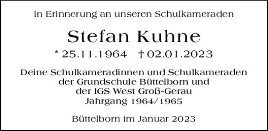 Traueranzeige von Stefan Kuhne von Groß-Gerauer Echo