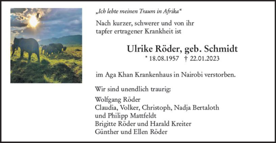 Traueranzeige von Ulrike Röder von Darmstädter Echo