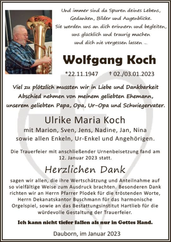 Traueranzeige von Wolfgang Koch von Nassauische Neue Presse