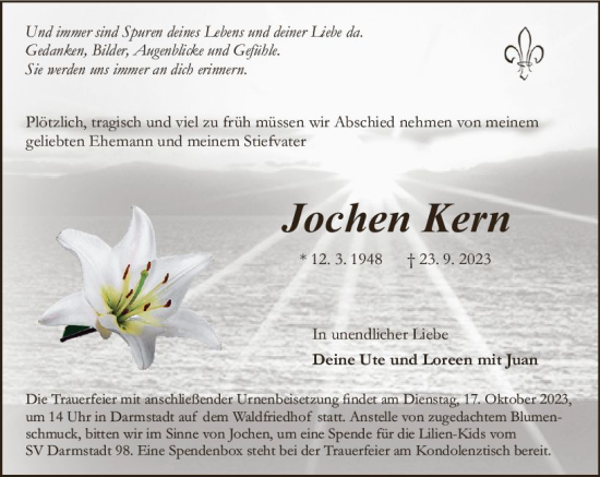 Traueranzeige von Jochen Kern von Darmstädter Echo