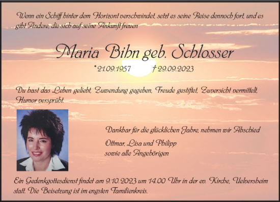 Traueranzeige von Maria Bihn von Allgemeine Zeitung Mainz