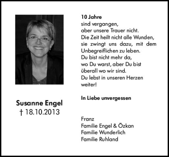 Traueranzeige von Susanne Engel von Allgemeine Zeitung Bingen/Ingelheim