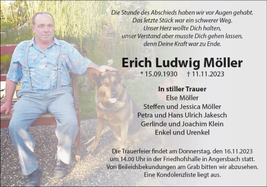 Traueranzeige von Erich Ludwig Möller von VRM Trauer