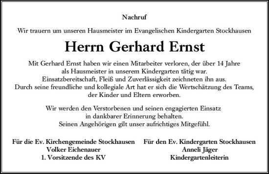 Traueranzeige von Gerhard Ernst von VRM Trauer