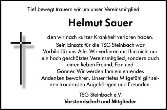 Traueranzeige von Helmut Sauer von Odenwälder Echo