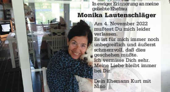 Traueranzeige von Monika Lautenschläger von Odenwälder Echo