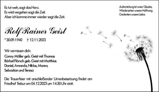 Traueranzeige von Ralf Rainer Geist von Rüsselsheimer Echo