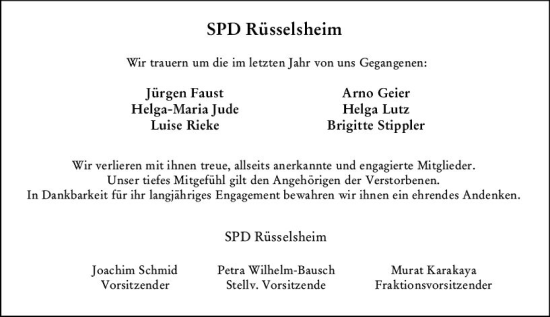 Traueranzeige von Totentafel vom 25.11.2023 von Rüsselsheimer Echo