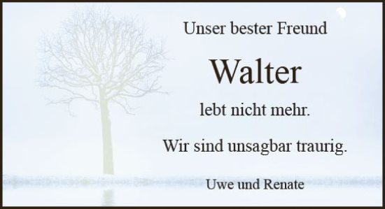 Traueranzeige von Walter  von Wiesbadener Kurier