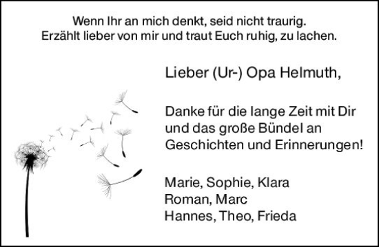 Traueranzeige von Helmuth  von Odenwälder Echo