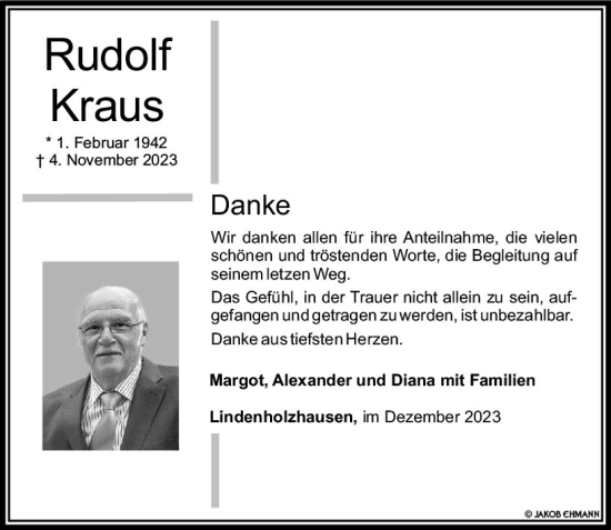 Traueranzeige von Rudolf Kraus von Nassauische Neue Presse