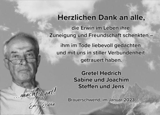 Traueranzeige von Erwin  von VRM Trauer