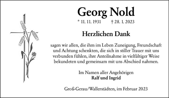 Traueranzeige von Georg Nold von Groß-Gerauer Echo