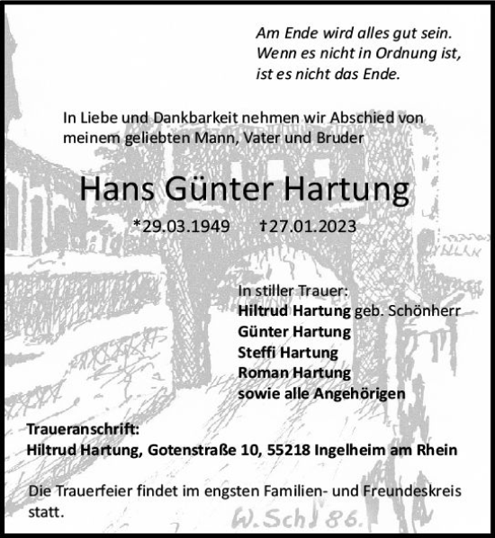 Traueranzeige von Hans Günter Hartung von Allgemeine Zeitung Ingelheim-Bingen