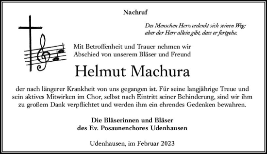 Traueranzeige von Helmut Machura von VRM Trauer